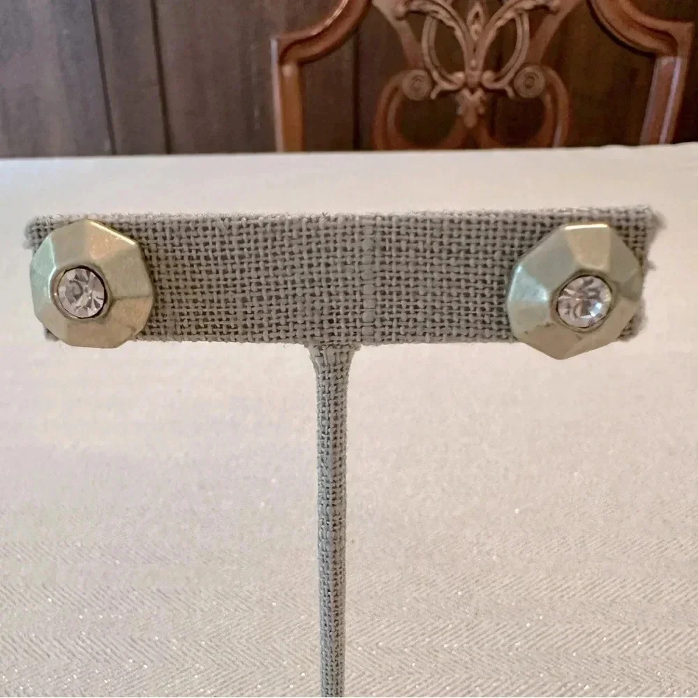 Matte Gold and Crystal Rhinestone Statement Stud Earring Lia Sophia Boho Look - Picture 3 of 9